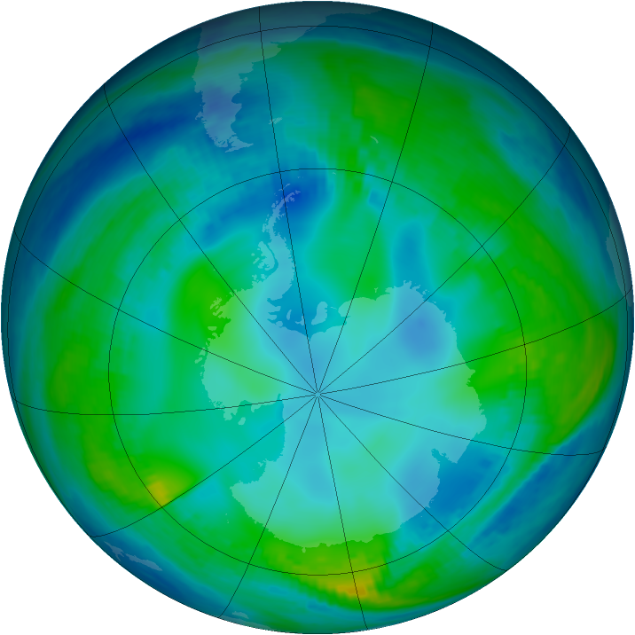 Antarctic ozone map for 24 May 1999